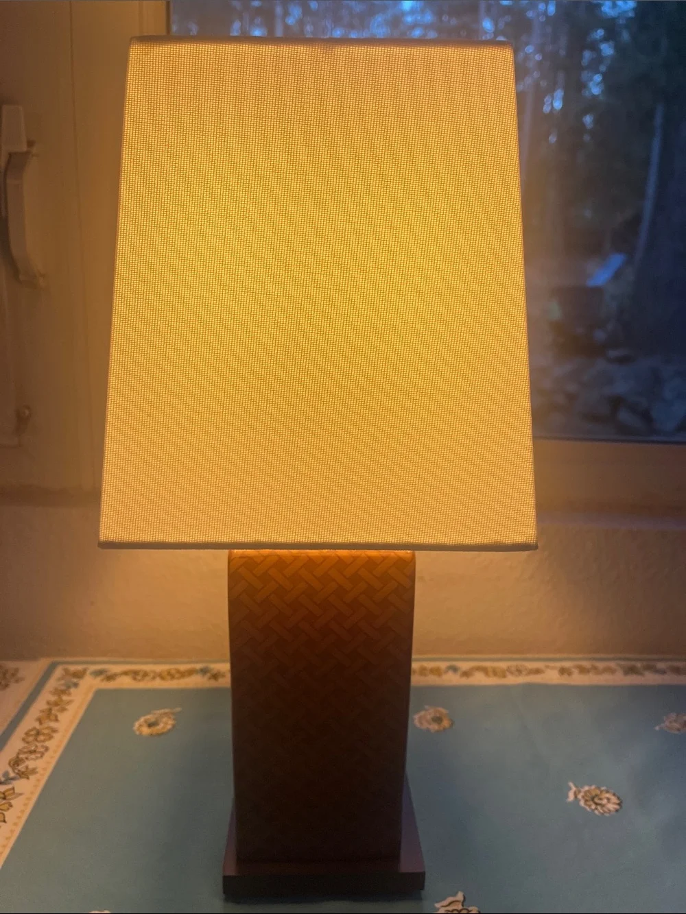 Ralph Lauren Cream Shade Table Lamp with Brown Textured Base